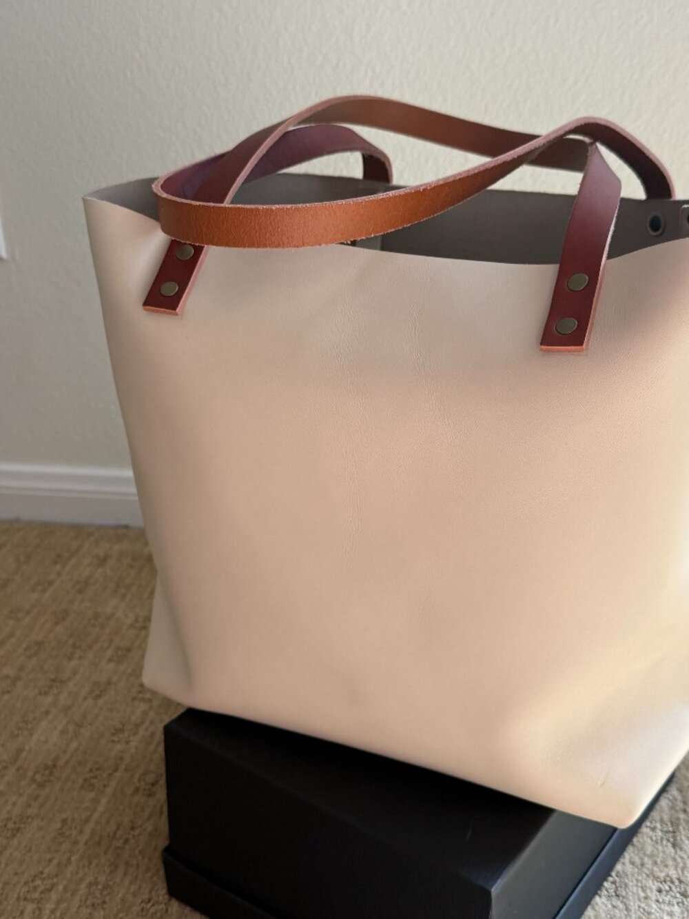 Portland Leather Goods PLG Bone Large Tote with "Tandles" - New